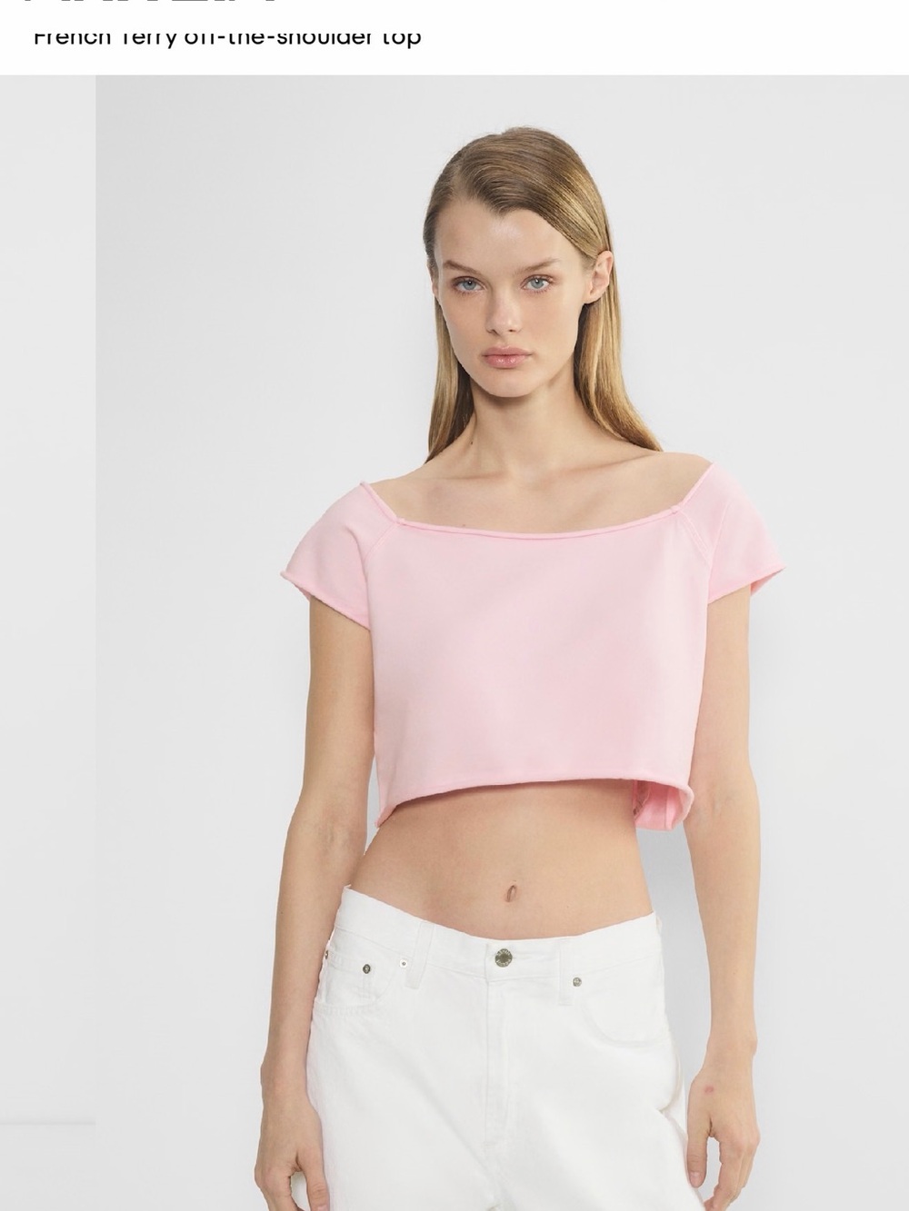 TNA Pale Pink Square Neck Cropped Top